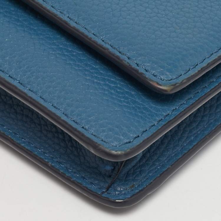 Pre Owned Michael Kors Mott Blue Leather Phone Crossbody Bag