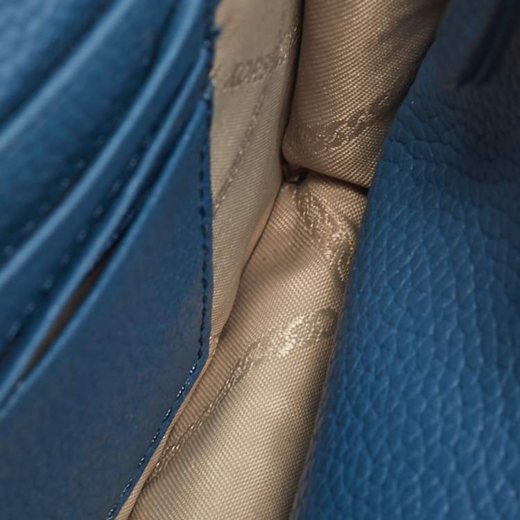 Pre Owned Michael Kors Mott Blue Leather Phone Crossbody Bag