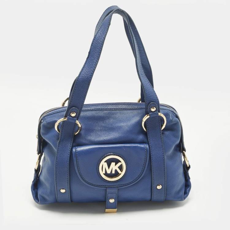 Pre Owned Michael Kors Fulton Blue Leather Satchel