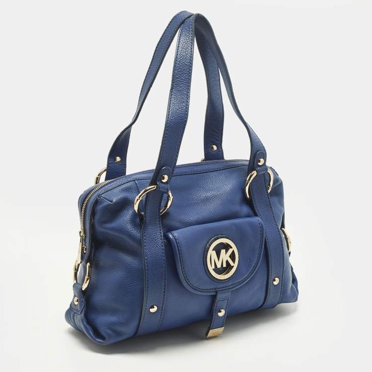 Pre Owned Michael Kors Fulton Blue Leather Satchel