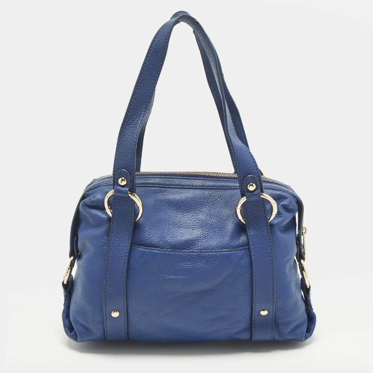 Pre Owned Michael Kors Fulton Blue Leather Satchel