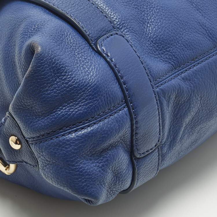 Pre Owned Michael Kors Fulton Blue Leather Satchel