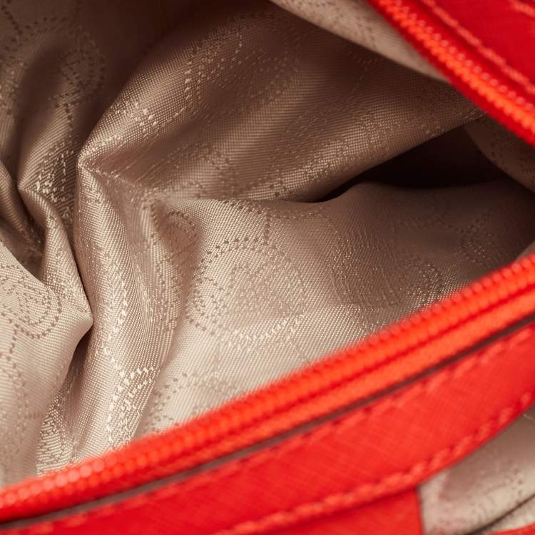 Pre Owned Michael Kors Hamilton Flap Red Leather Messenger Bag