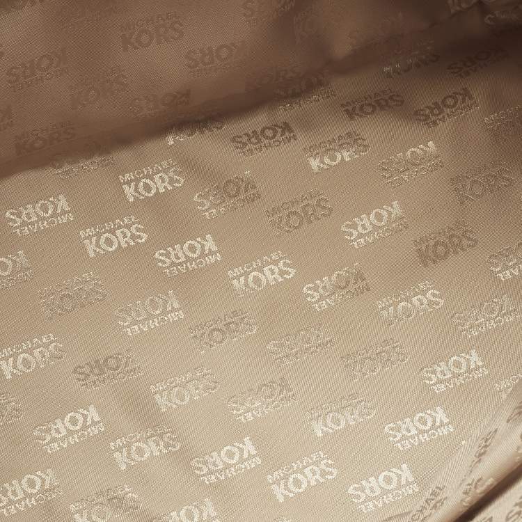 Pre Owned Michael Kors Jet Set Off White/Grey Python Embossed and Leather Tote