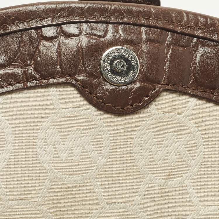 Pre Owned Michael Kors Saddle Dark Brown Croc Embossed Leather Crossbody Bag