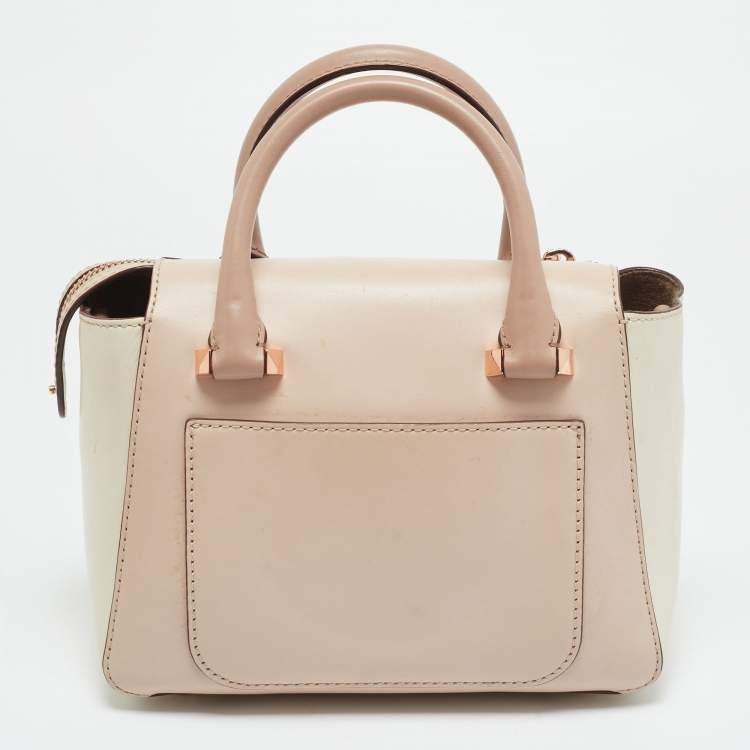 Pre Owned Michael Kors Light Pink/White Leather Nolita Satchel