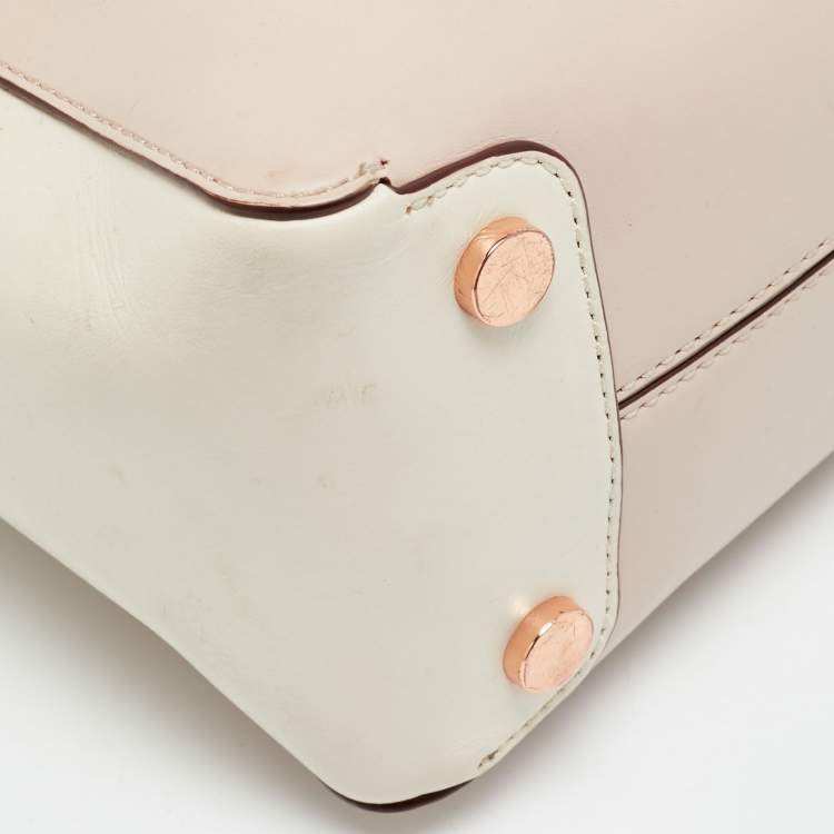 Pre Owned Michael Kors Light Pink/White Leather Nolita Satchel