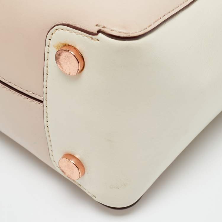 Pre Owned Michael Kors Light Pink/White Leather Nolita Satchel