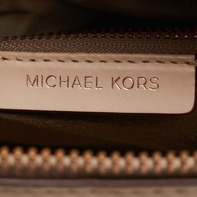 Pre Owned Michael Kors Light Pink/White Leather Nolita Satchel