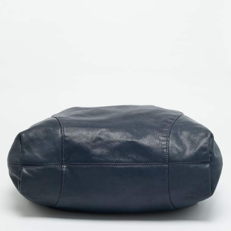 Pre Owned Michael Kors Edie Navy Blue Leather Hobo