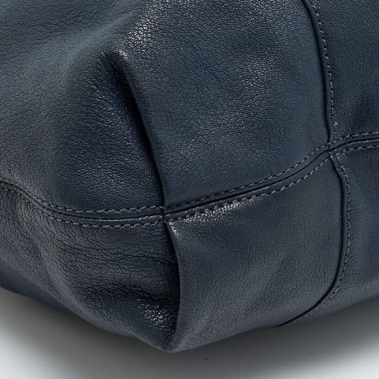 Pre Owned Michael Kors Edie Navy Blue Leather Hobo