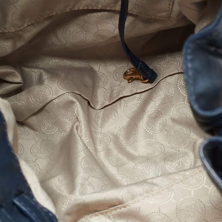 Pre Owned Michael Kors Edie Navy Blue Leather Hobo