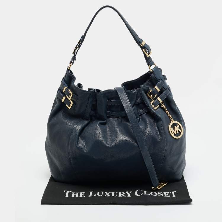 Pre Owned Michael Kors Edie Navy Blue Leather Hobo
