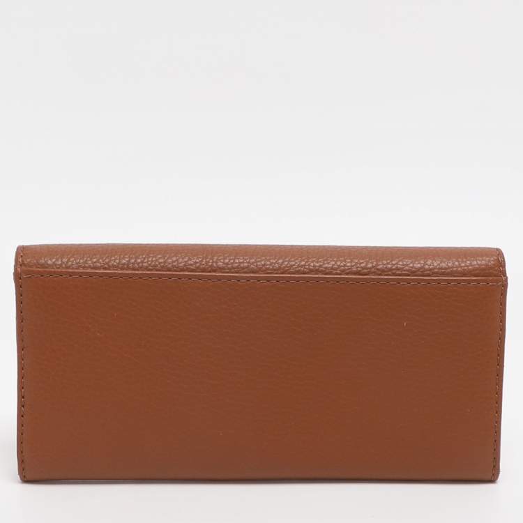 Pre Owned Michael Kors Fulton Brown Leather Flap Continental Wallet