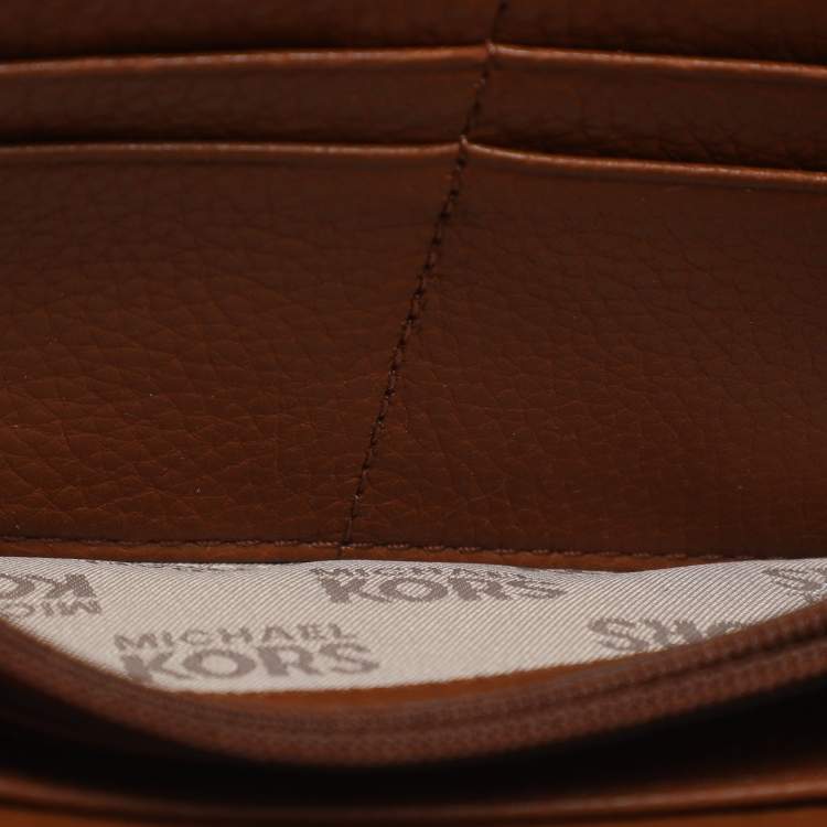 Pre Owned Michael Kors Fulton Brown Leather Flap Continental Wallet
