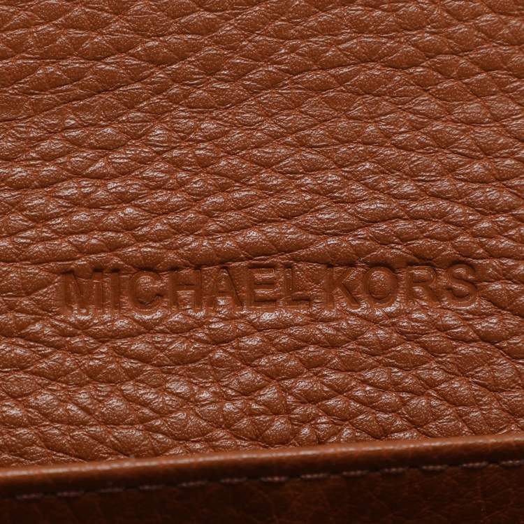 Pre Owned Michael Kors Fulton Brown Leather Flap Continental Wallet
