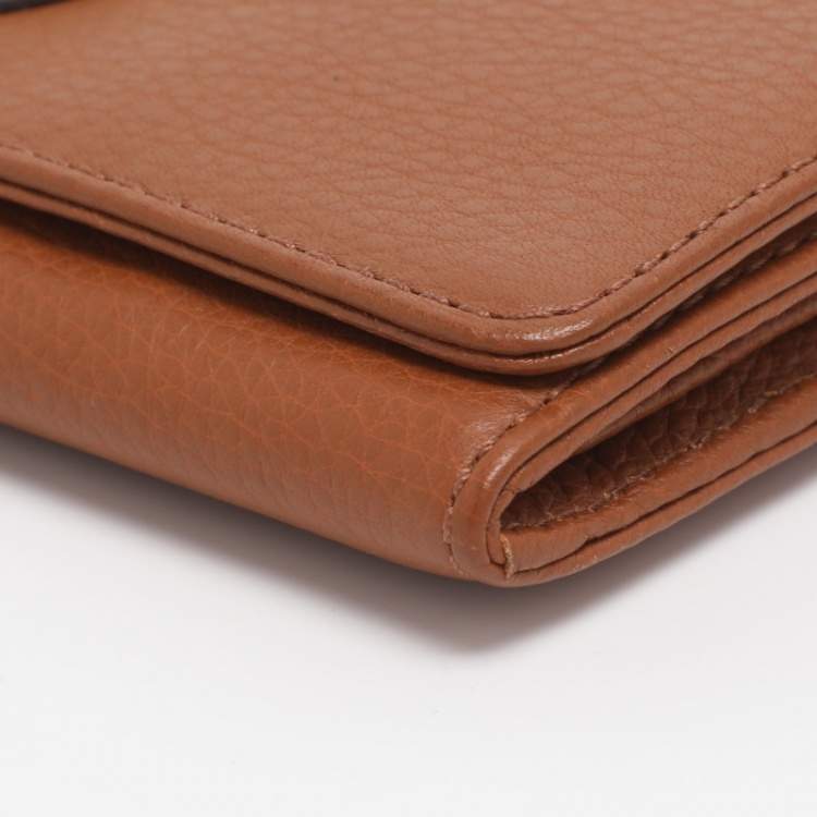 Pre Owned Michael Kors Fulton Brown Leather Flap Continental Wallet