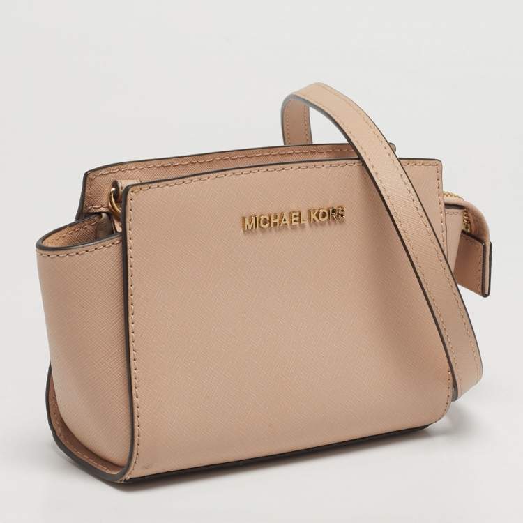 Pre Owned Michael Kors Selma Mini Blush Pink Saffiano Leather Crossbody Bag