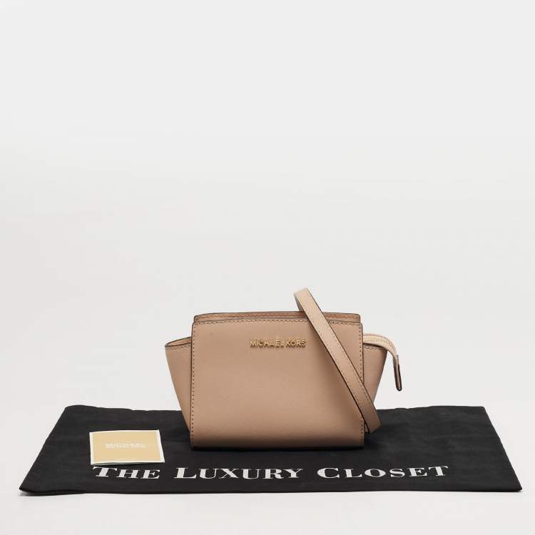Pre Owned Michael Kors Selma Mini Blush Pink Saffiano Leather Crossbody Bag