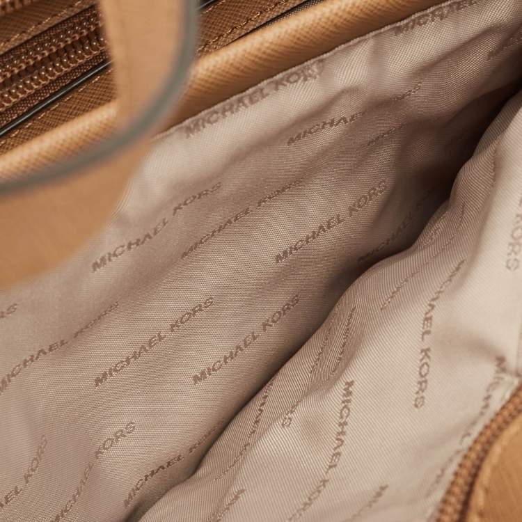 Pre Owned Michael Kors Jet Set Zip Large Tan Leather Tote
