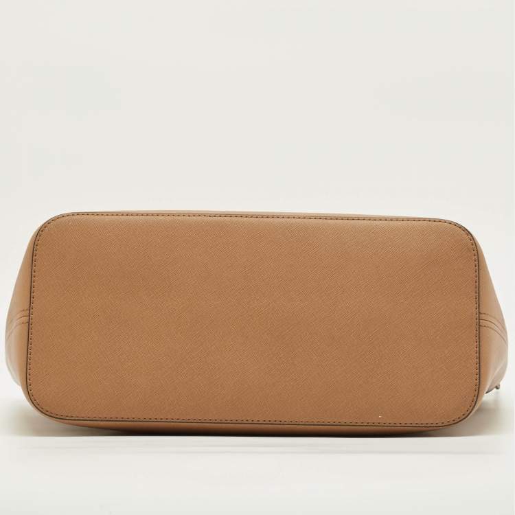 Pre Owned Michael Kors Jet Set Zip Large Tan Leather Tote