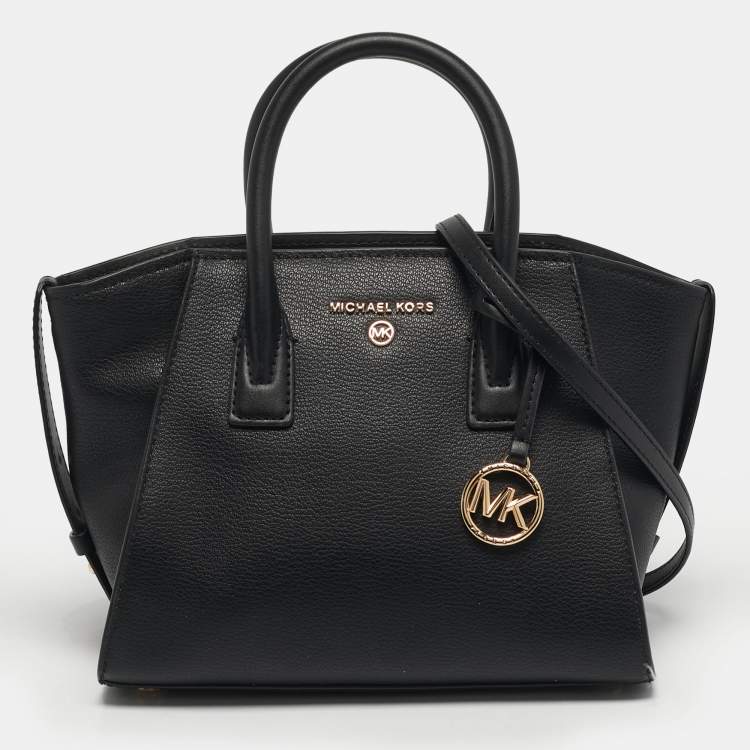 Pre Owned Michael Kors Avril Small Black Leather Satchel