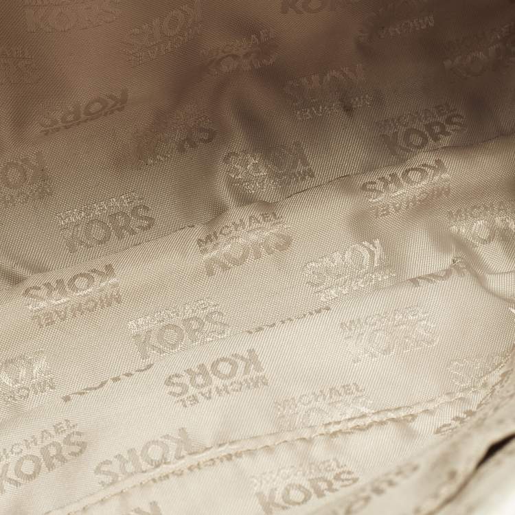 Pre Owned Michael Kors Margo Navy Blue/White Leather Crossbody Bag