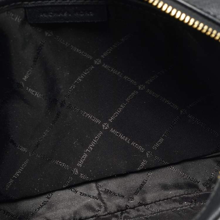 Pre Owned Michael Kors Jet Set Black Saffiano Leather Crossbody Bag