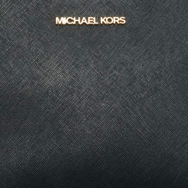 Pre Owned Michael Kors Jet Set Black Saffiano Leather Crossbody Bag