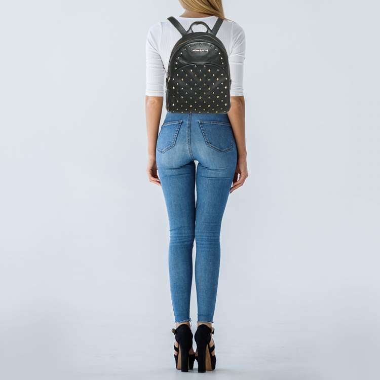مملوكة مسبقًا Michael Kors Studded Abbey Black Leather Backpack