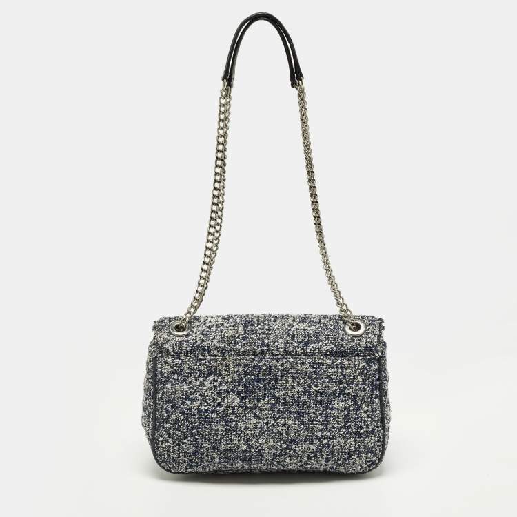 Pre Owned Michael Kors Sloan Navy Blue Quilted Tweed Shoulder Bag