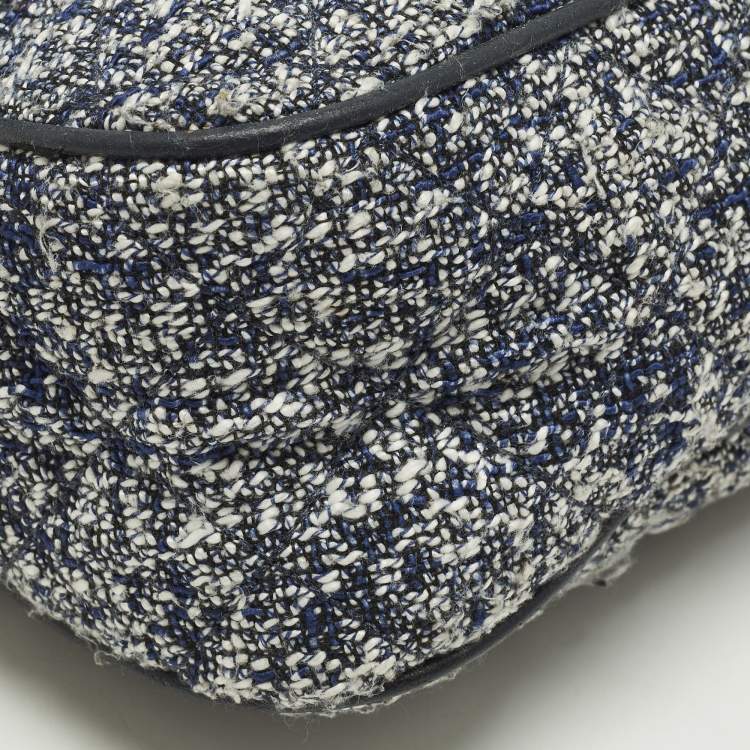 Pre Owned Michael Kors Sloan Navy Blue Quilted Tweed Shoulder Bag