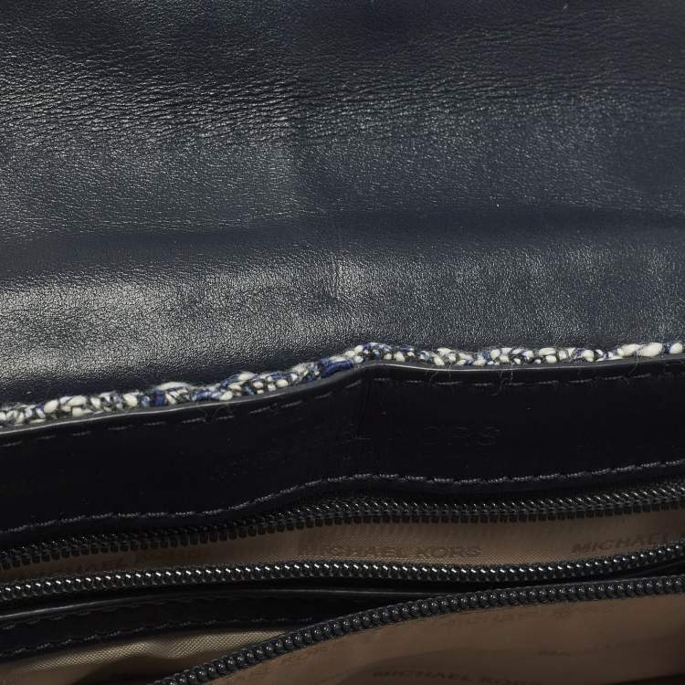 Pre Owned Michael Kors Sloan Navy Blue Quilted Tweed Shoulder Bag