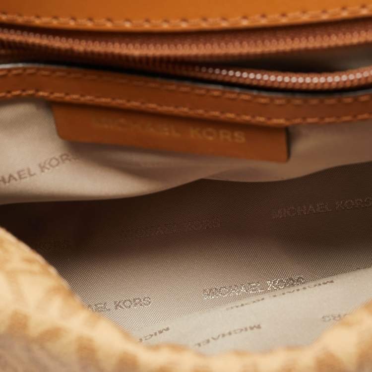 مملوكة مسبقًا Michael Kors Sloan Flap Brown Signature Coated Canvas and Leather Top Handle Bag