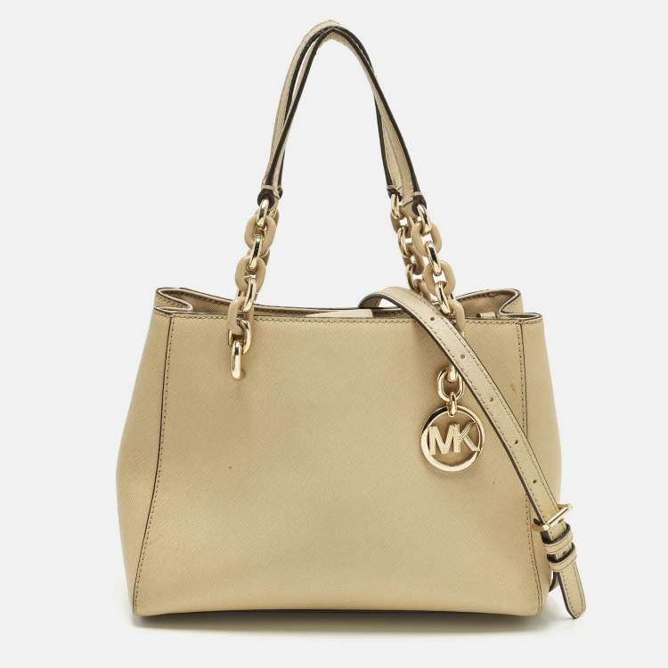 مملوكة مسبقًا Michael Kors Cynthia Small Beige Leather Tote