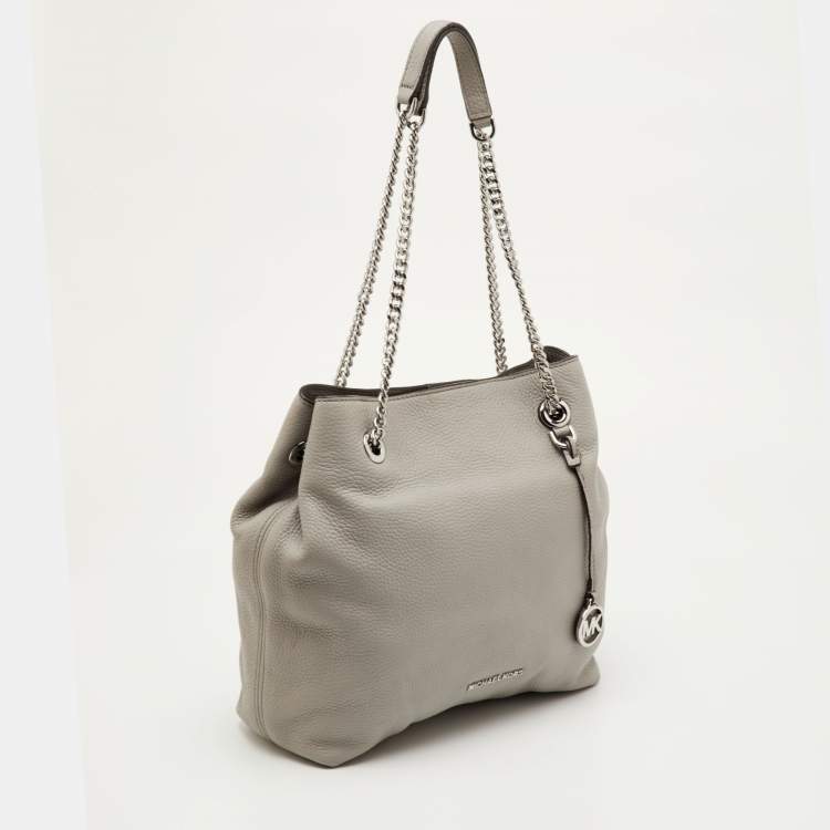 Pre Owned Michael Kors Jet Set Grey Leather Shoulder Bag