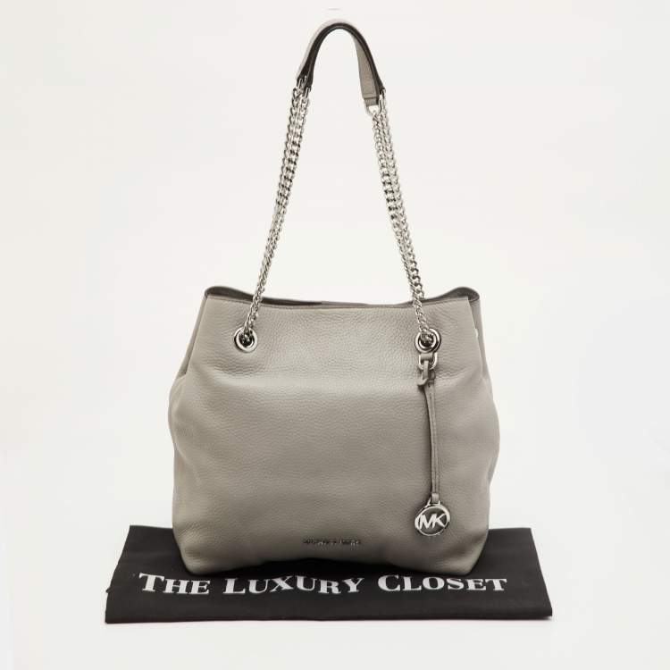 Pre Owned Michael Kors Jet Set Grey Leather Shoulder Bag