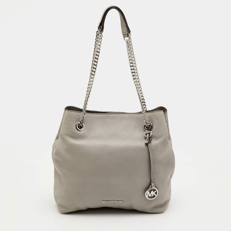 Pre Owned Michael Kors Jet Set Grey Leather Shoulder Bag