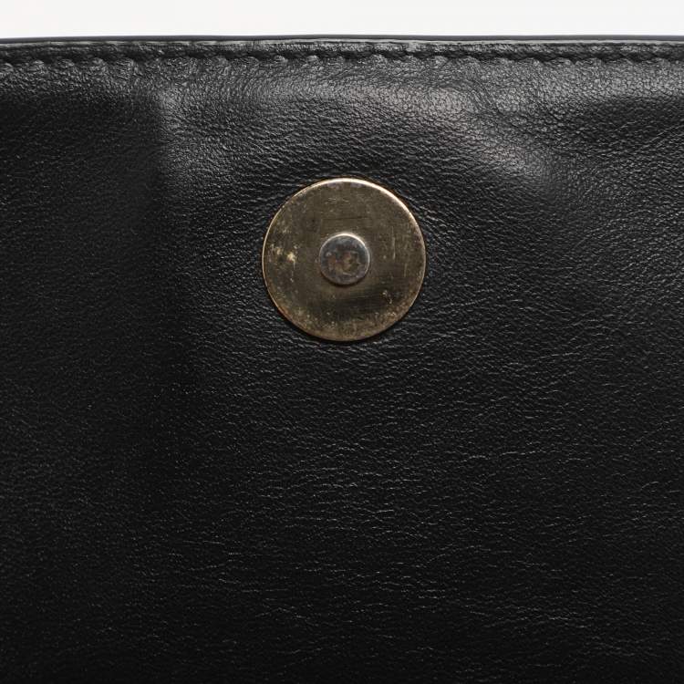 Pre Owned Michael Kors Padlock Black Leather Chain Shoulder Bag