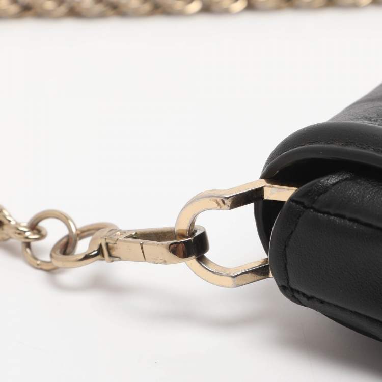 Pre Owned Michael Kors Padlock Black Leather Chain Shoulder Bag