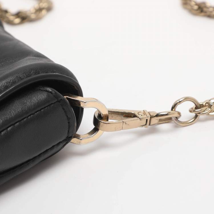 Pre Owned Michael Kors Padlock Black Leather Chain Shoulder Bag