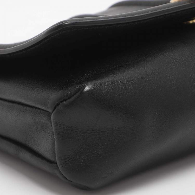 Pre Owned Michael Kors Padlock Black Leather Chain Shoulder Bag