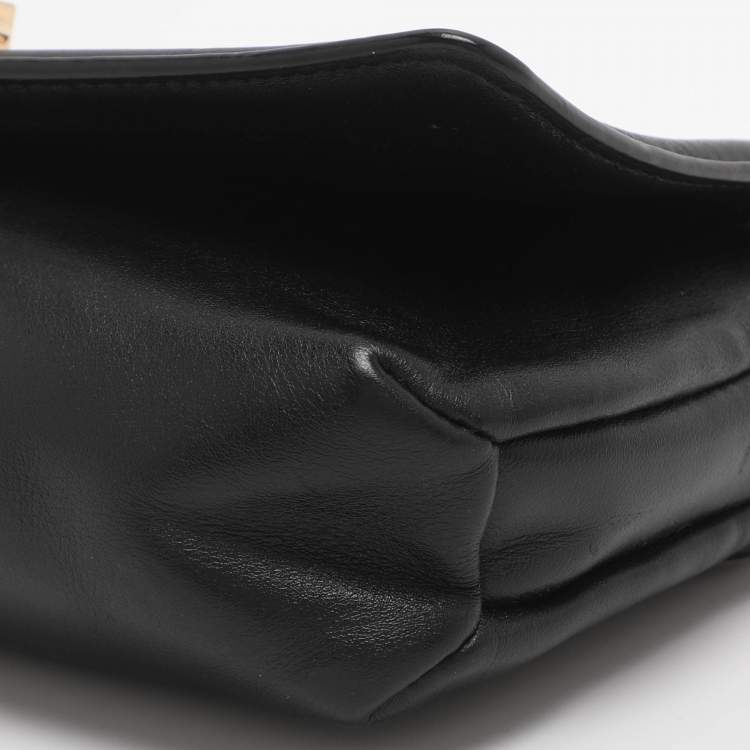 Pre Owned Michael Kors Padlock Black Leather Chain Shoulder Bag