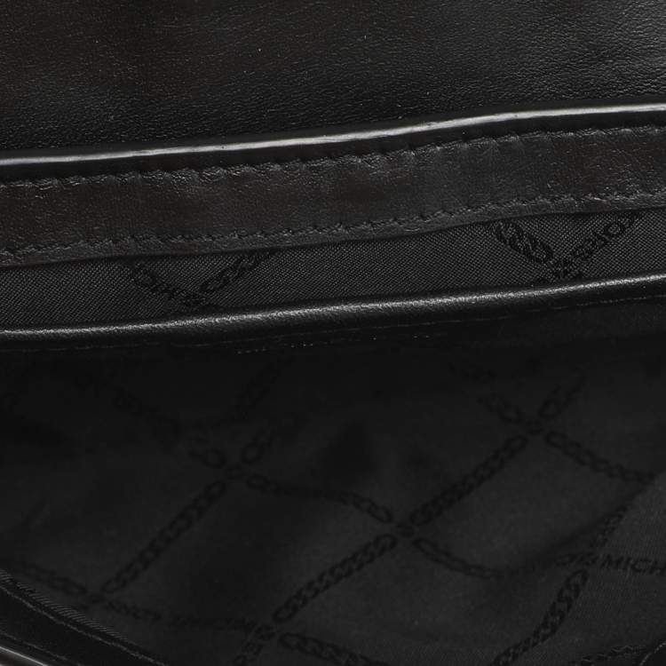 Pre Owned Michael Kors Padlock Black Leather Chain Shoulder Bag