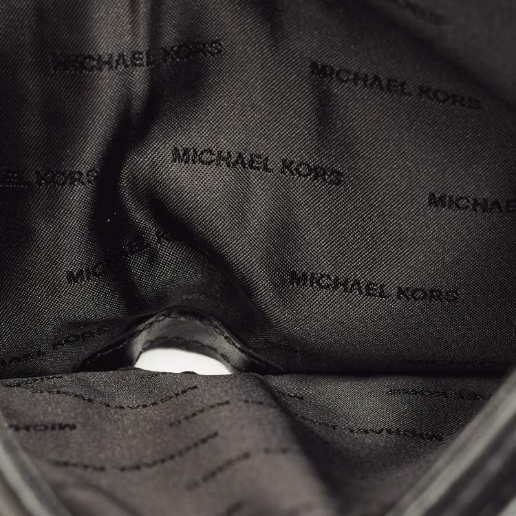 Pre Owned Michael Kors Adele Studded Black Leather Phone Wristlet Wallet