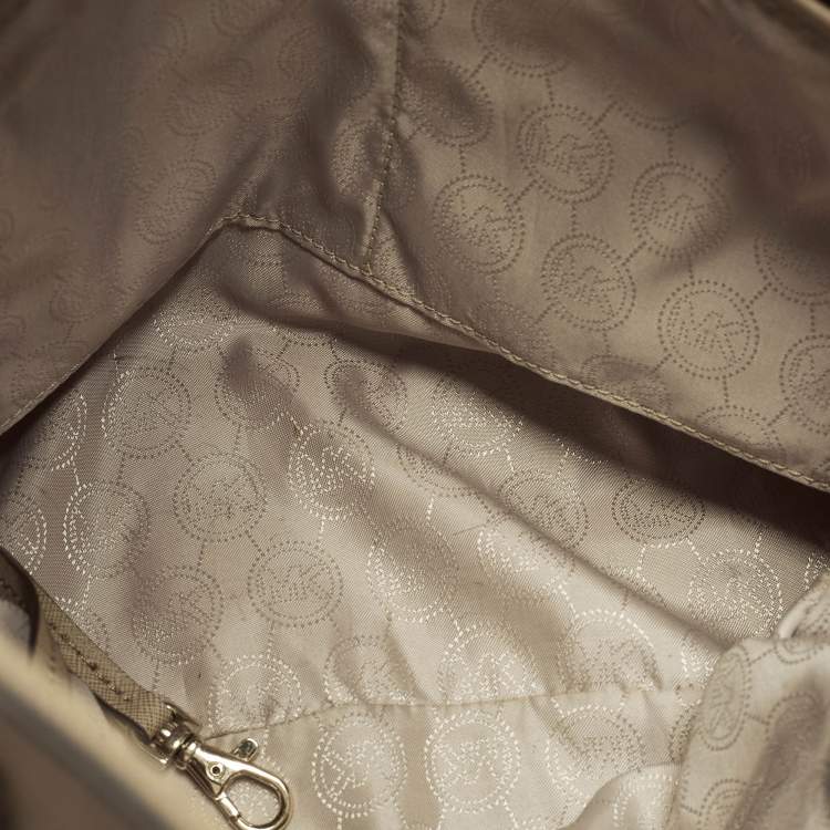 Pre Owned Michael Kors Hamilton North South Large Beige Leather Tote