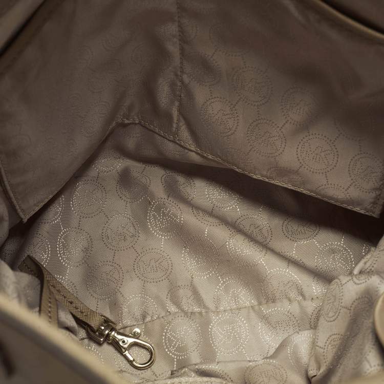 Pre Owned Michael Kors Hamilton North South Large Beige Leather Tote