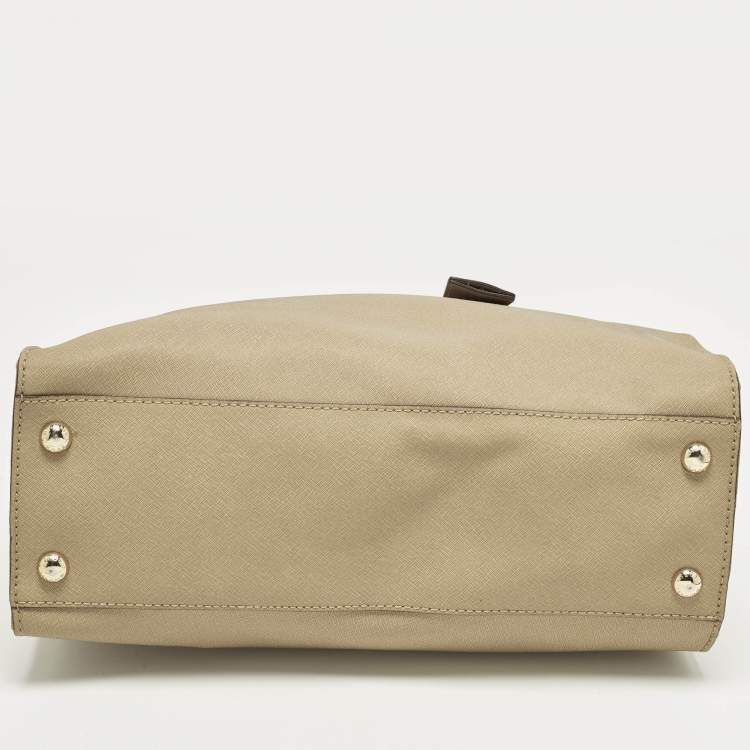 Pre Owned Michael Kors Hamilton North South Large Beige Leather Tote