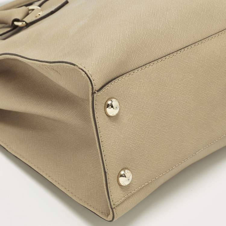 Pre Owned Michael Kors Hamilton North South Large Beige Leather Tote