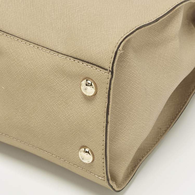 Pre Owned Michael Kors Hamilton North South Large Beige Leather Tote